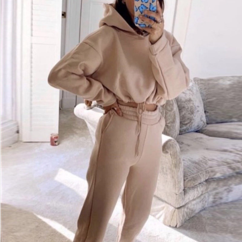 Women's Fashion Long-Sleeved Sweater Pants Casual Two-Piece Set