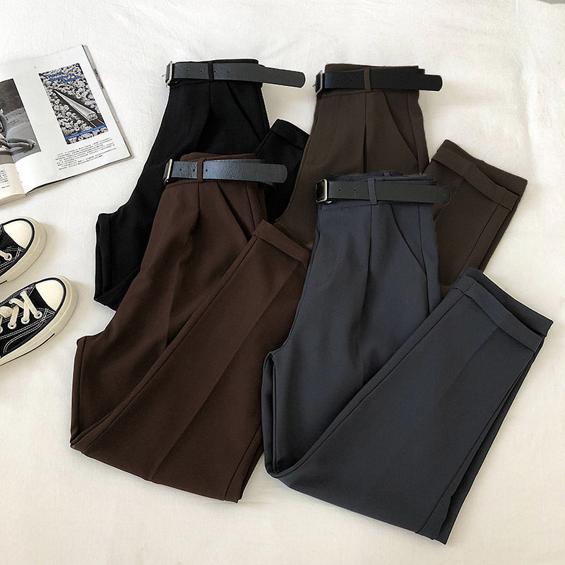 Women's Casual Suit Harem High Waist Pants With Belt