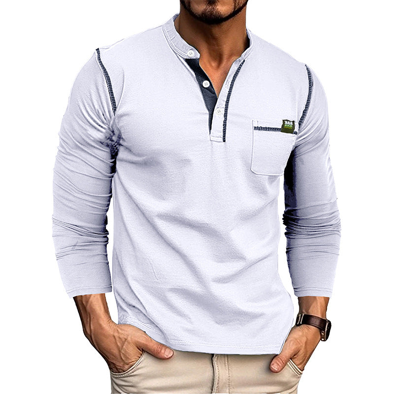 Men's Long Sleeve Color Matching Shirt