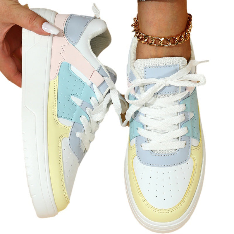 Lace-up Pastel Outdoor Casual Flat Sneakers