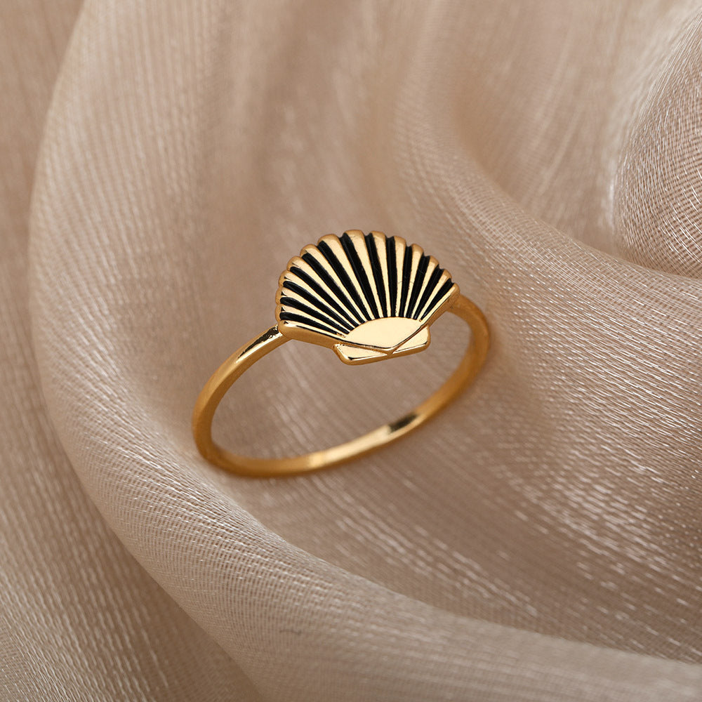 Retro New Shell Shape Ring Trend 18K Gold Plated