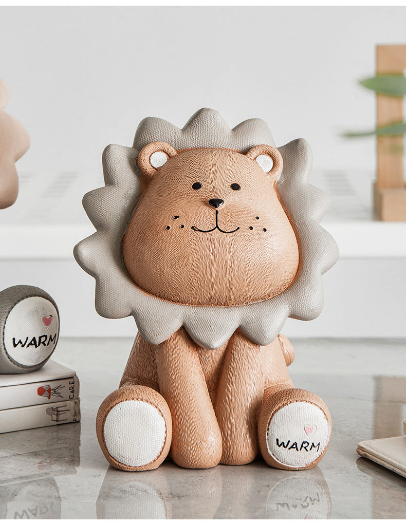 Lion Money Box Cartoon Cute Coin Bank Children Child Piggy Bank Nursery Adorable Gift Saving Box