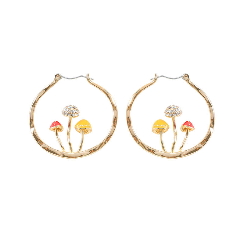 Boho Hoops Trendy Vintage Gold Mushroom Look