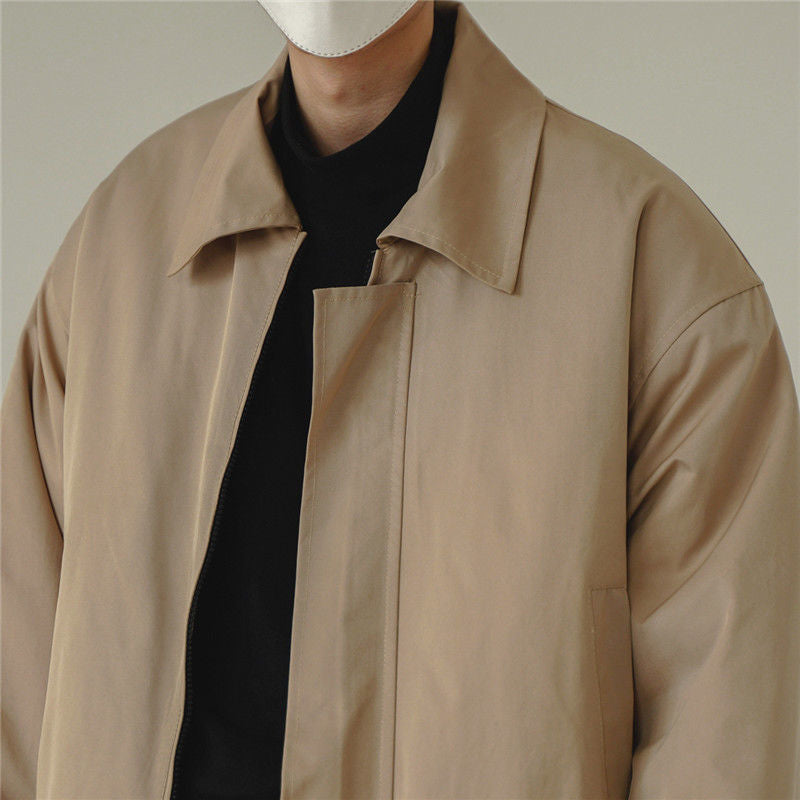 Men's Work Clothes Lapel Trench Jacket