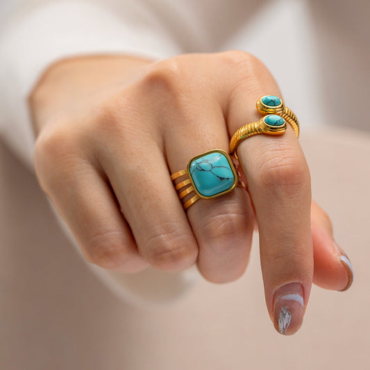 Women's Fashion Lapis Serpentine Ring