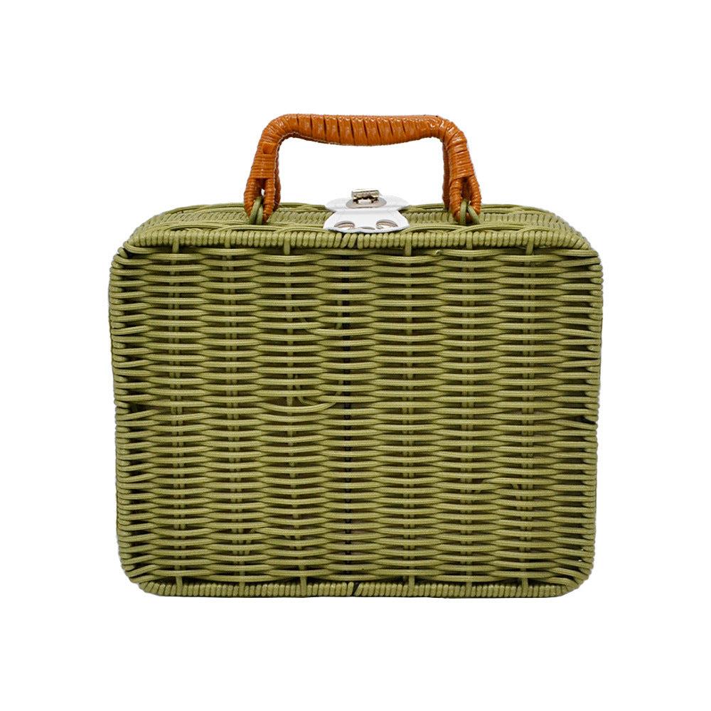 Vintage Rattan Woven Picnic Storage Box