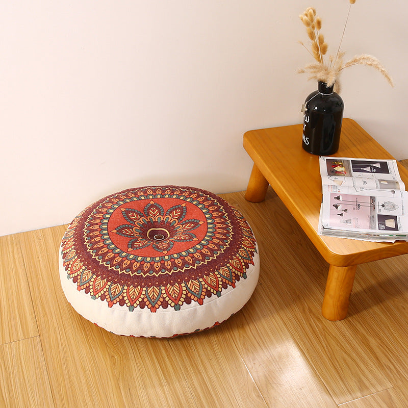 Cotton And Hemp Thickened Round Cushion