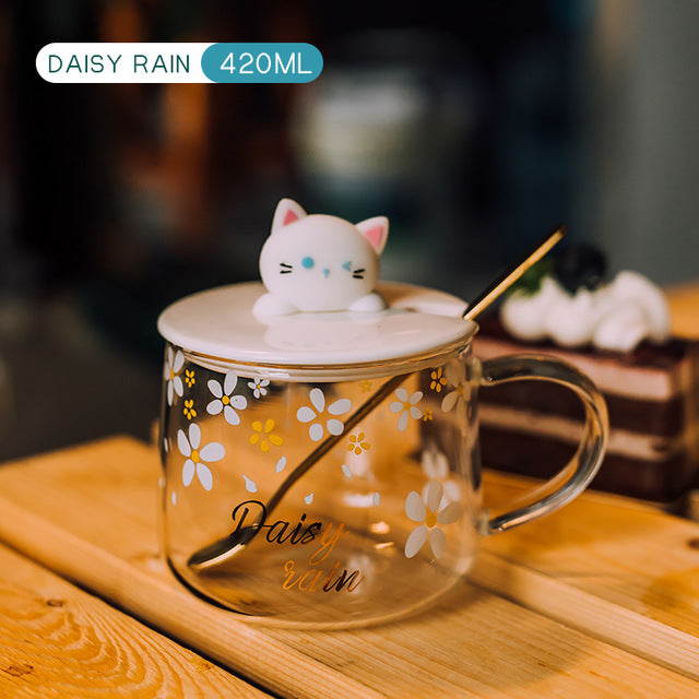 Cute Straw Glass Transparent Mug Heat Resistant