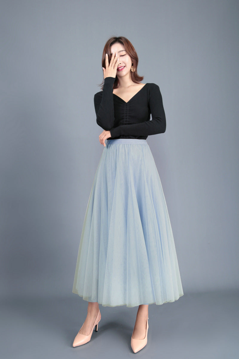 Spring Swing Puffy Ankle-length Skirt High Waist Slim Fit Fairy Skirt