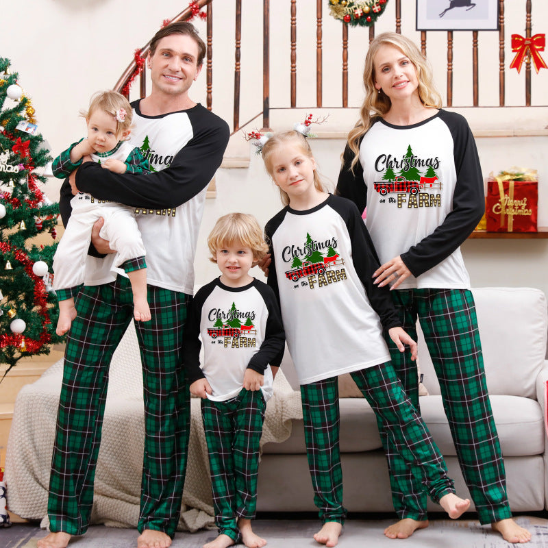 Christmas Parent-Child Printed Home Pajamas Two-Piece Set