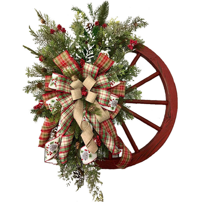 Christmas Decoration Door Hanging Wooden Roulette Wheel Wheel Garland