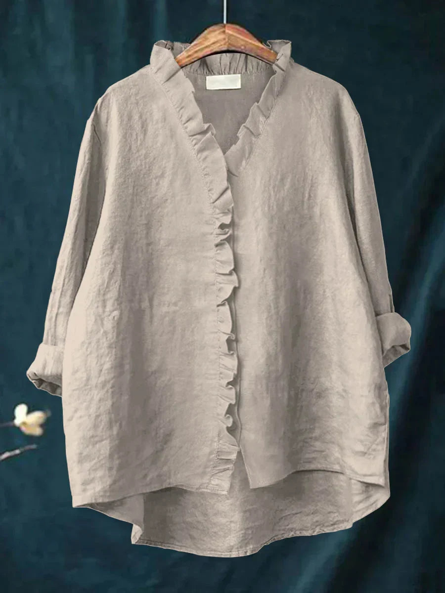 Ruffle V-Neck Shirt