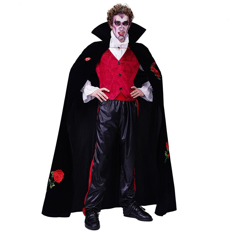 Couple's Halloween Rose Embroidery Vampire Stage Performance Party Costume