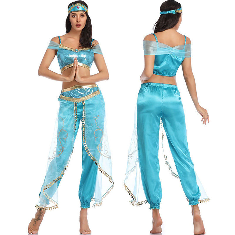 Women's Princess Jasmine Dress Halloween Stage Performance Wear