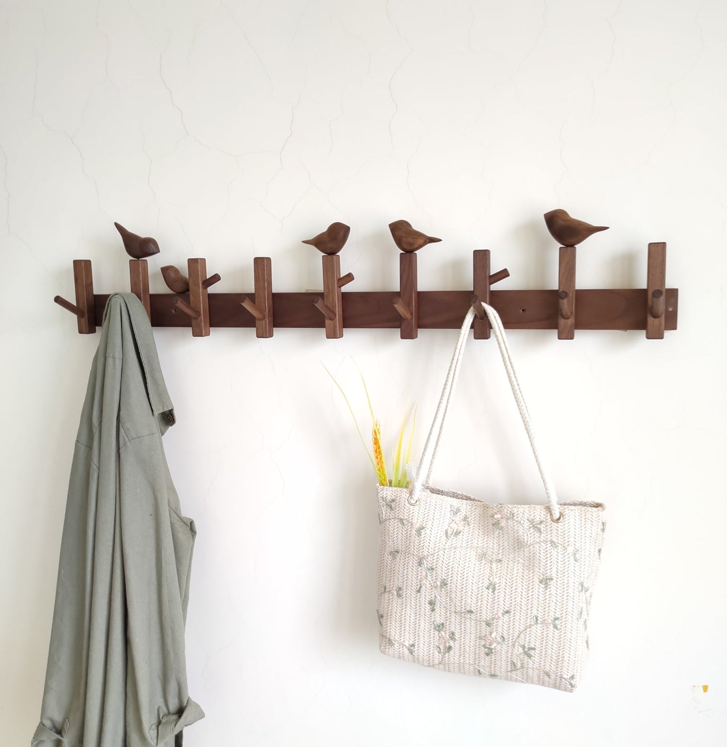 Black Walnut Log Entryway Wall Mounted Bird Coat Hook