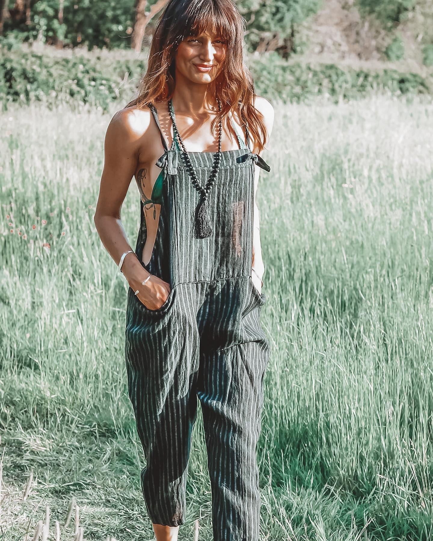 Women's Striped Jumpsuit Wide Leg Pants