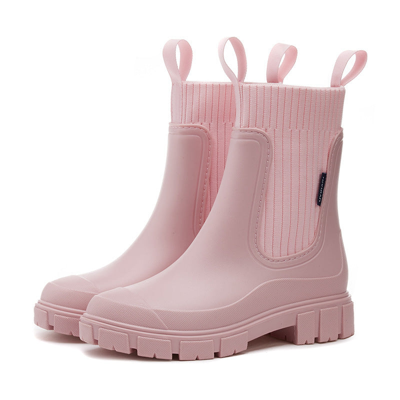 Wear-resistant Height Increasing Waterproof Non-slip Outdoor Wearable Elastic Band Women's Rain Boots