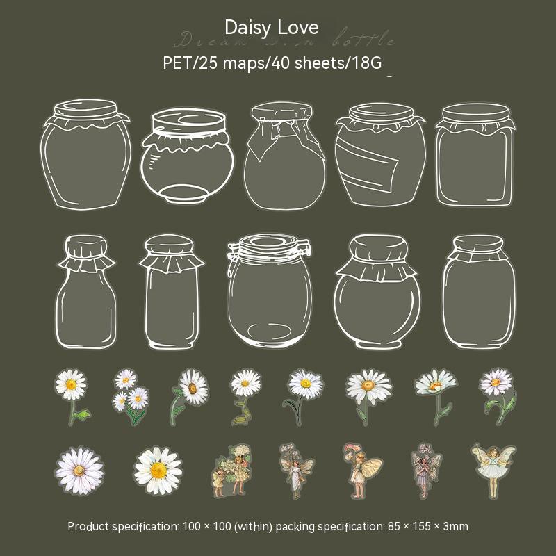 Transparent Bottle Flower Notebook Landscape Stickers