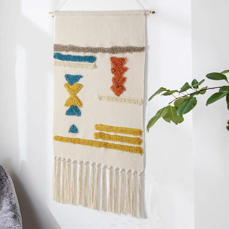 Nordic Geometric Abstract Pattern Fringed Cotton