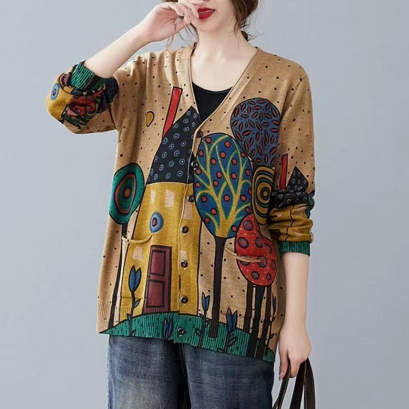 Retro Literary Plus Size Women's Wool Cardigan Coat