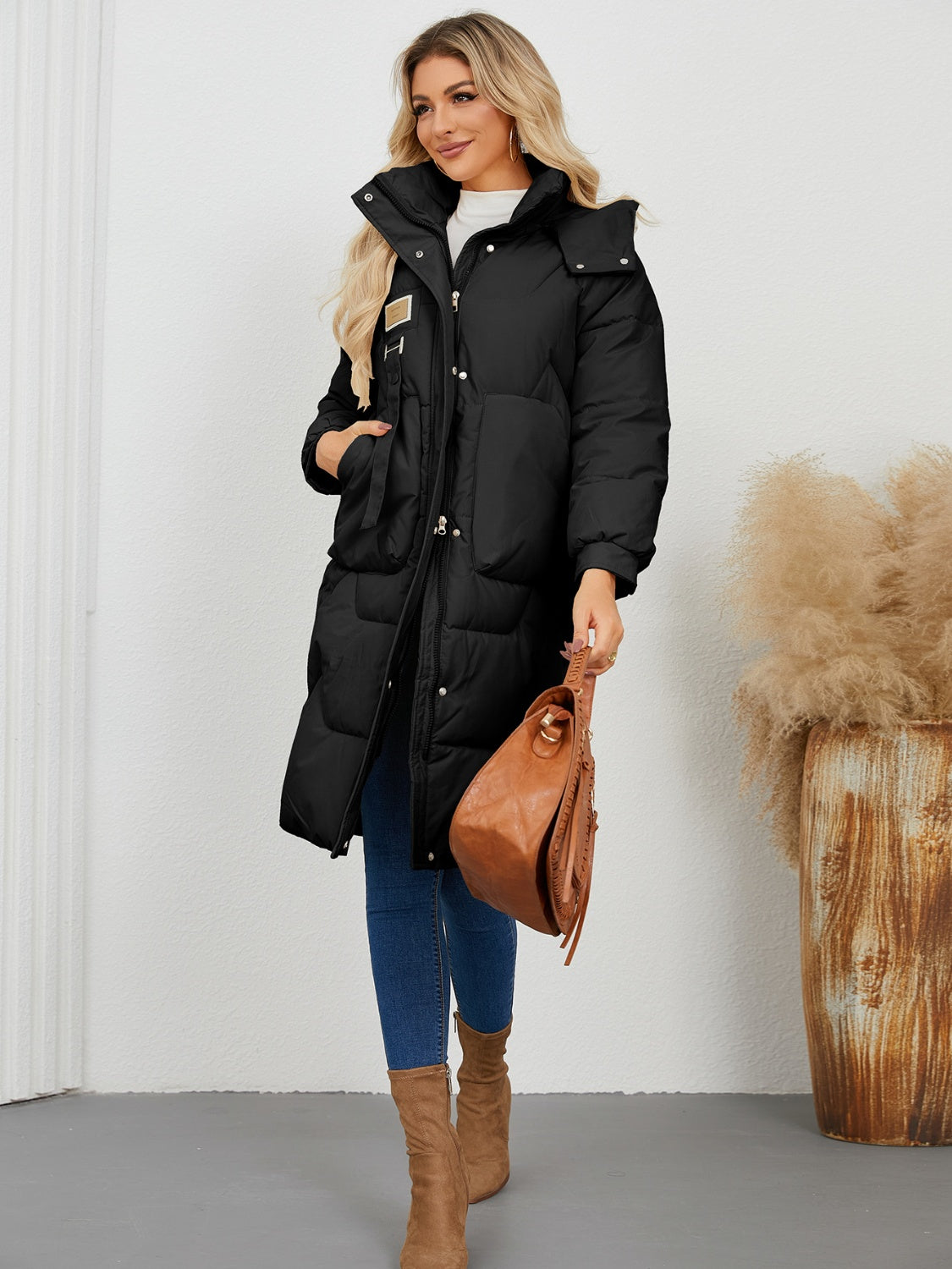 Long Sleeve Longline Hooded Winter Coat