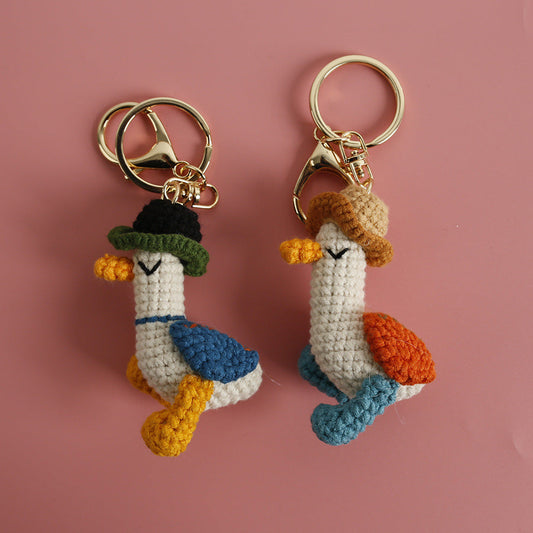 Hand-woven Forward Duck Little Doll Keychain