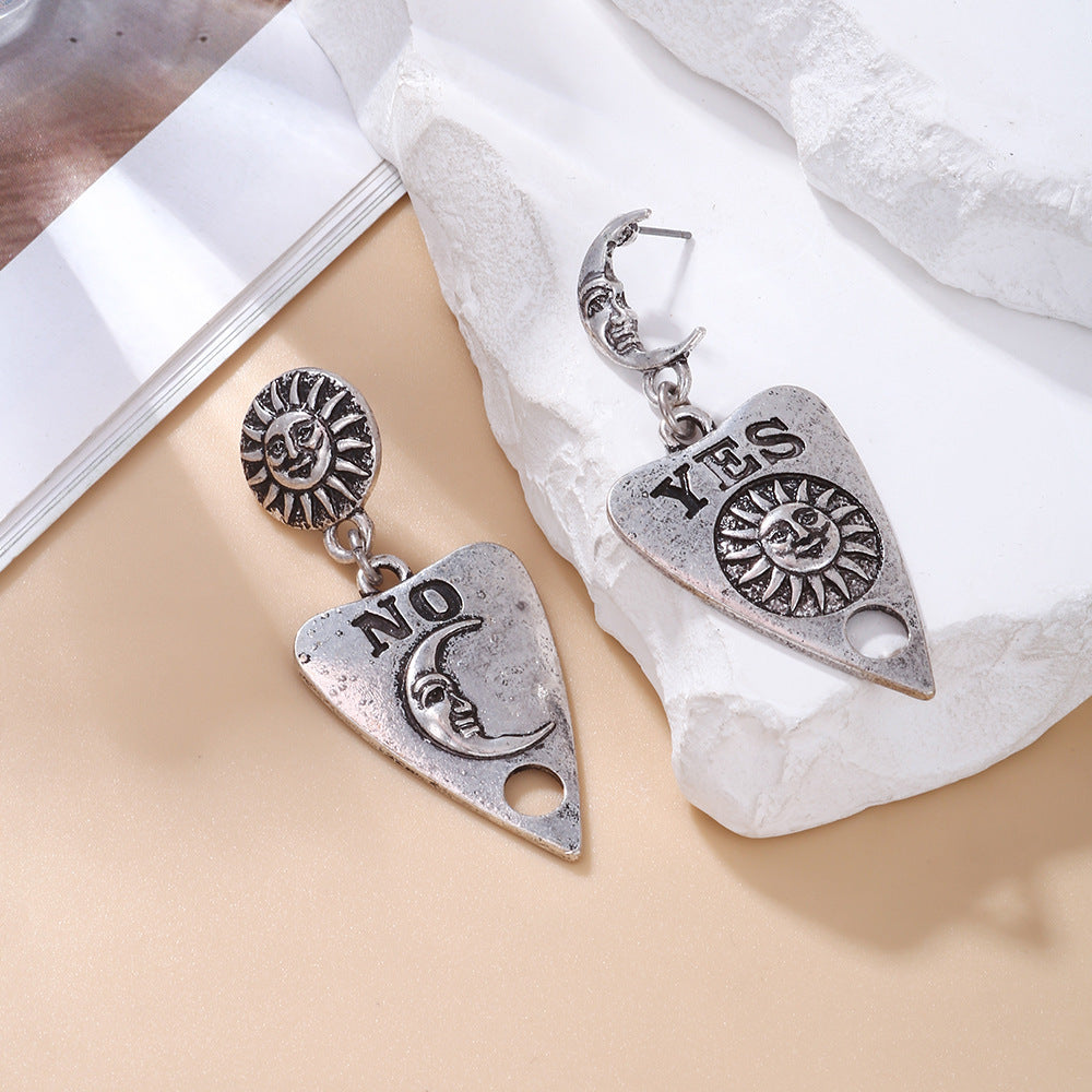 Metal Sun Moon Earrings Antique Eardrop Earring Women