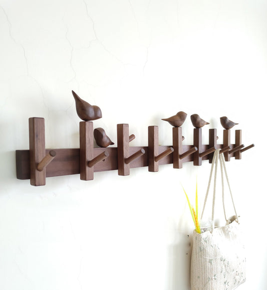 Black Walnut Log Entryway Wall Mounted Bird Coat Hook