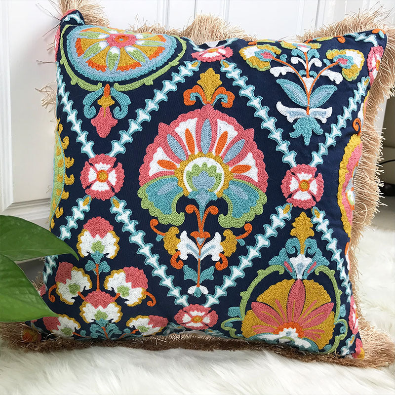 Embroidered Fringe Vintage Boho Pillowcase