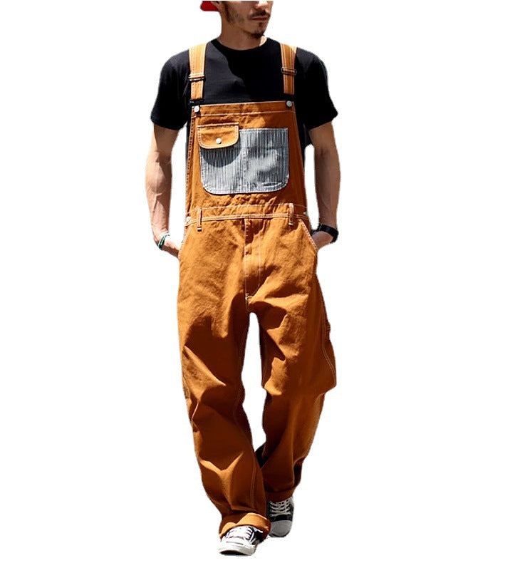 Men's Patch Pocket Multi-pocket Overalls