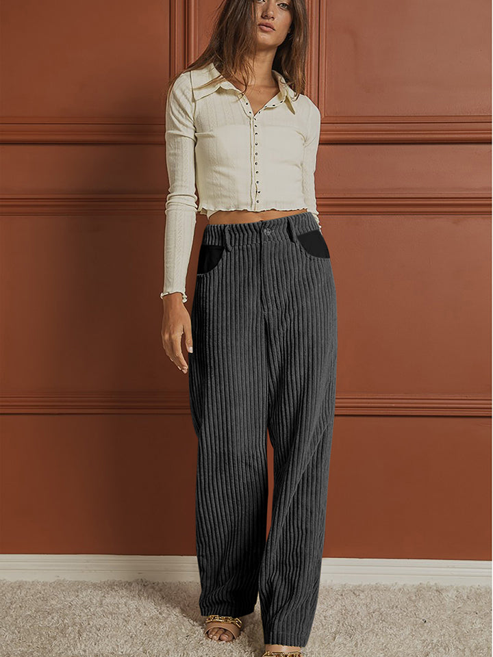 Ribbed Longline Loose Pocketed Pants