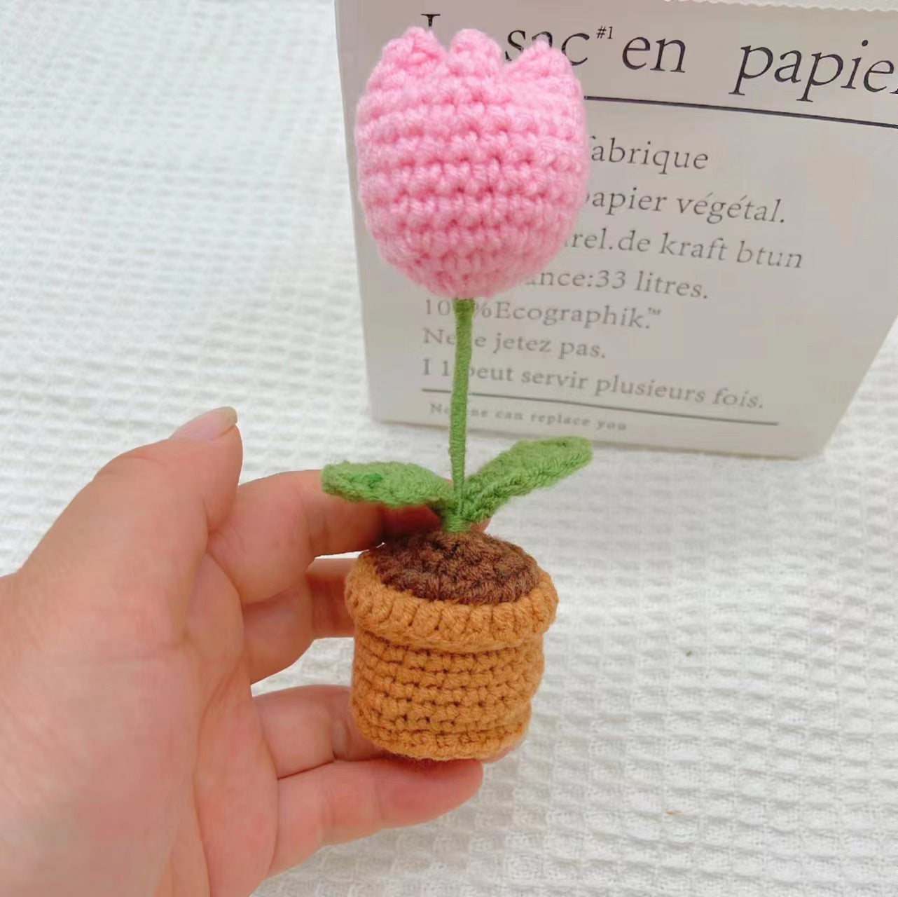 Hand-woven Mini Potted Office Decorations Wool Finished Product