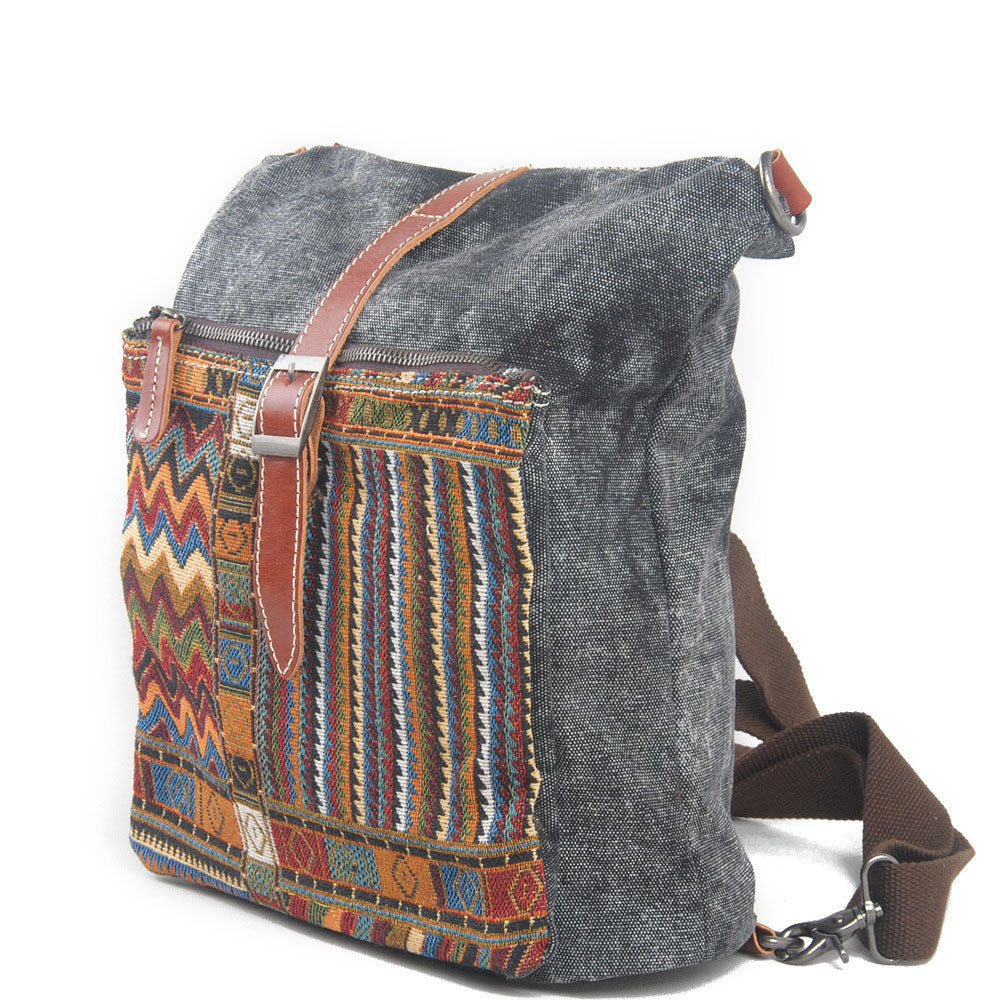 Retro Ethnic Style Diagonal Bag Canvas Women's