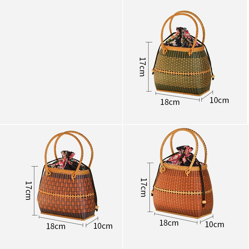 Storage Travel Hand-Woven Bamboo Handbag