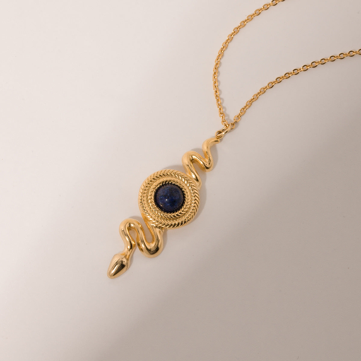 Fashion Snake Lapis Serpentine Pendant Necklace