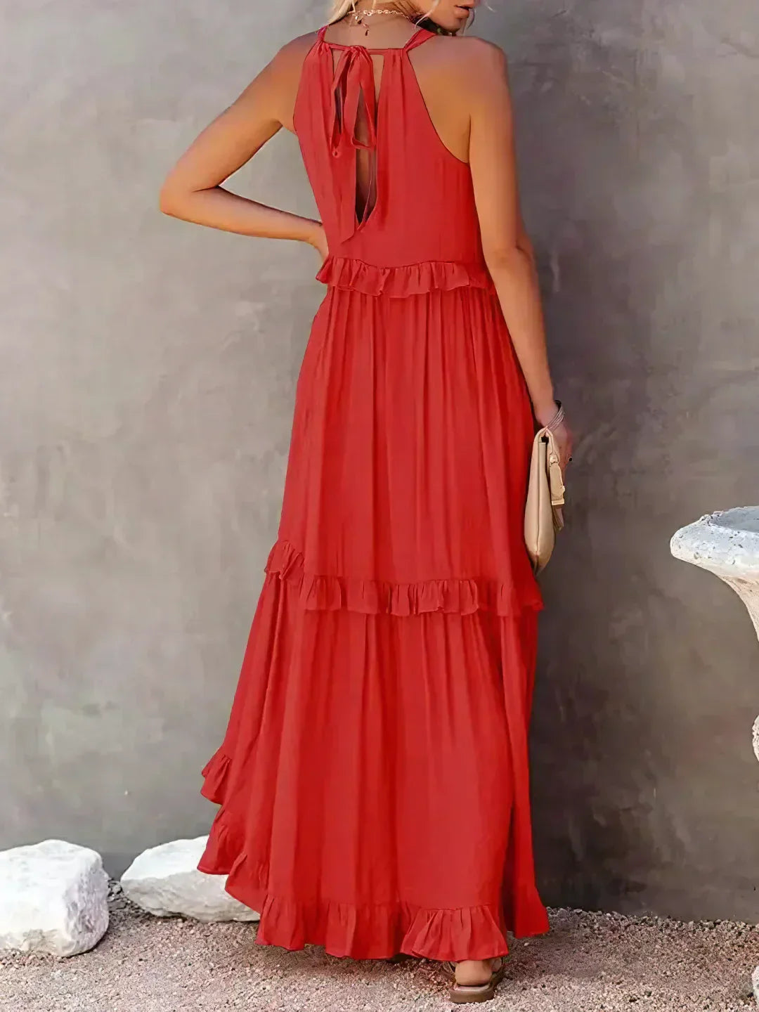 Halter Ruffle Maxi Dress