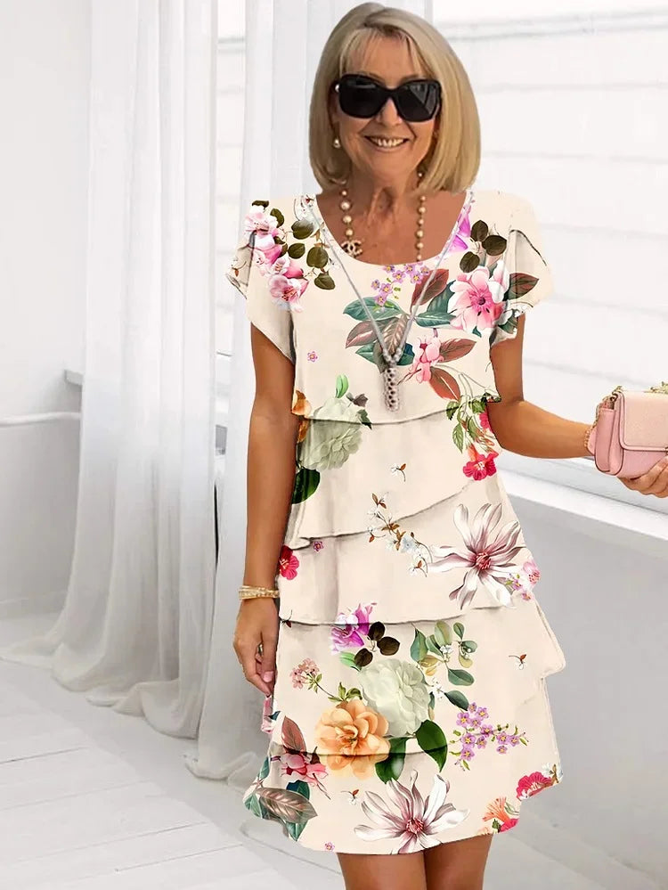 Cascading Floral Midi Dress