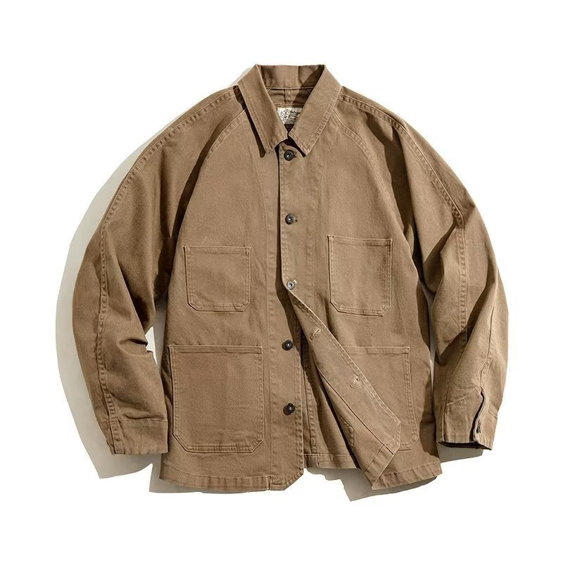 Men's Fashion Retro Khaki Color Work Coat