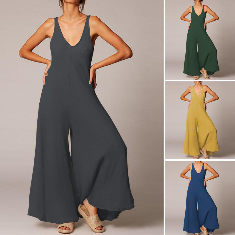 Temperament Women's Cotton Trousers Jumpsuit