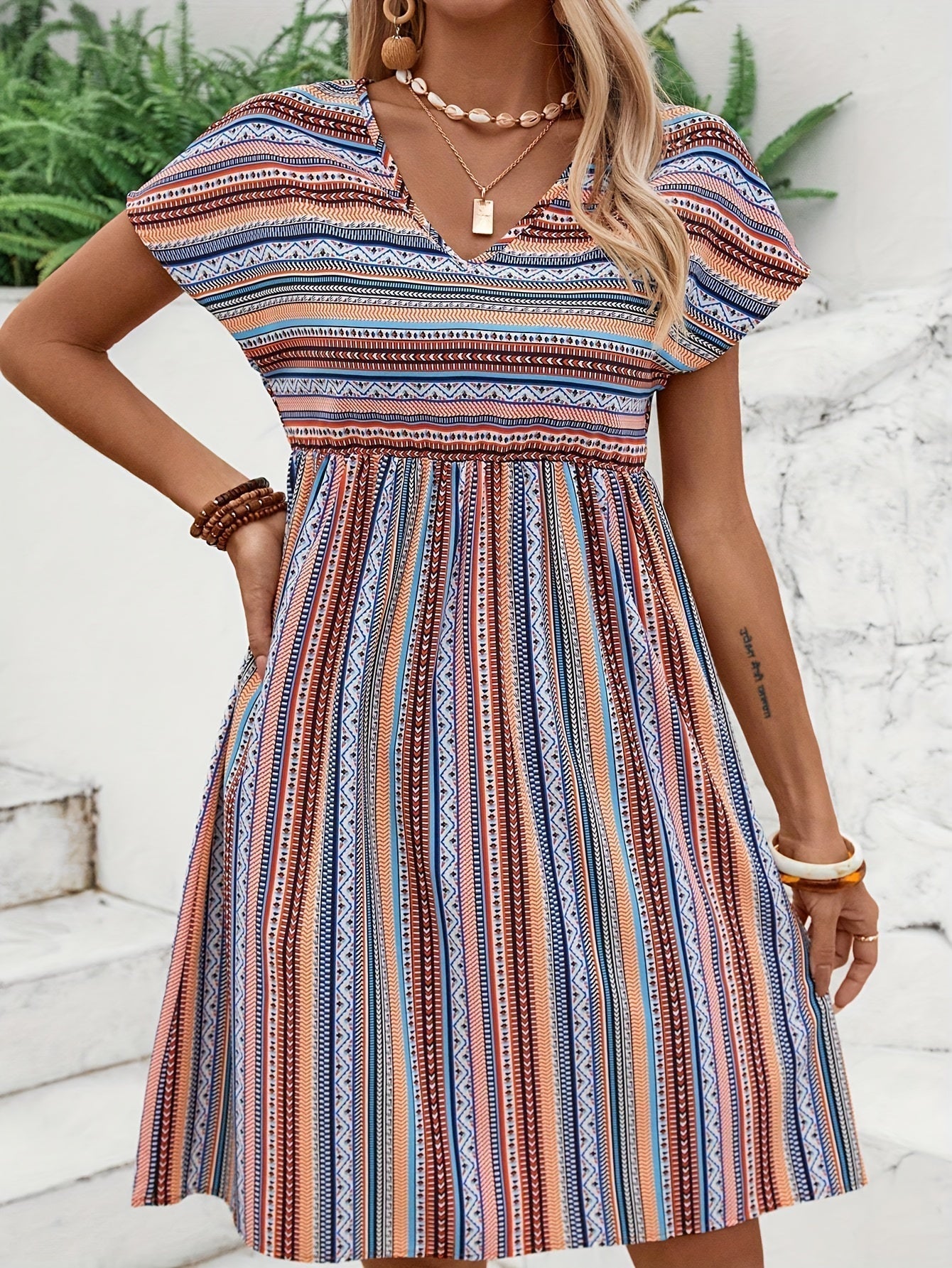 Striped Boho Style Dress