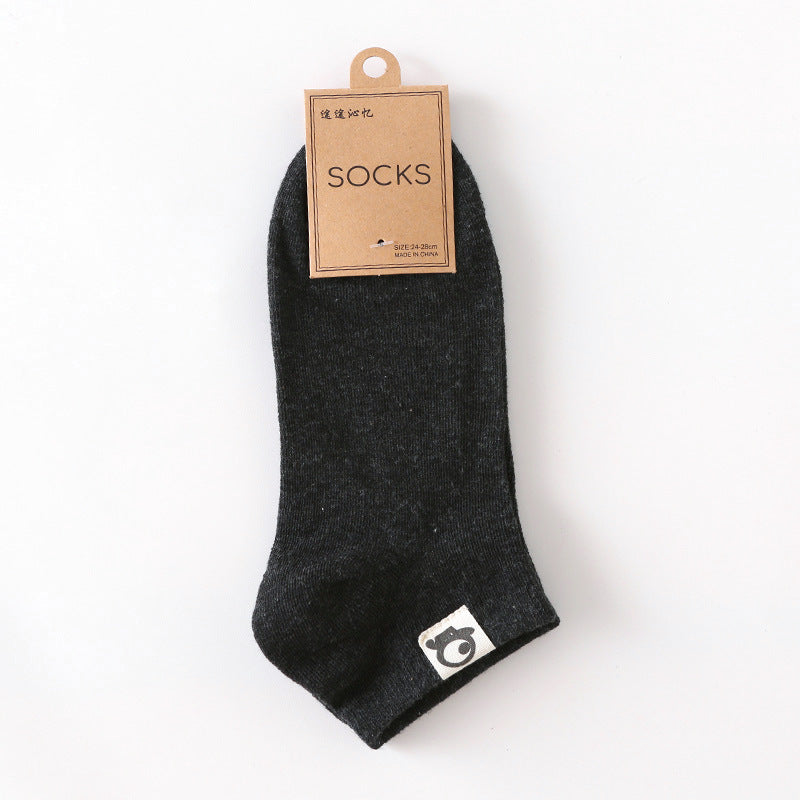 Retro Solid Color Low Waist Shallow Mouth Socks