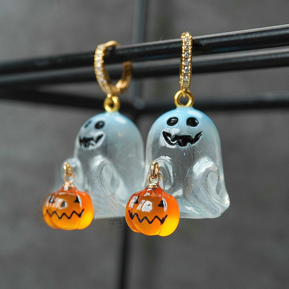 Halloween Stainless Steel Ghost Pumpkin Earrings