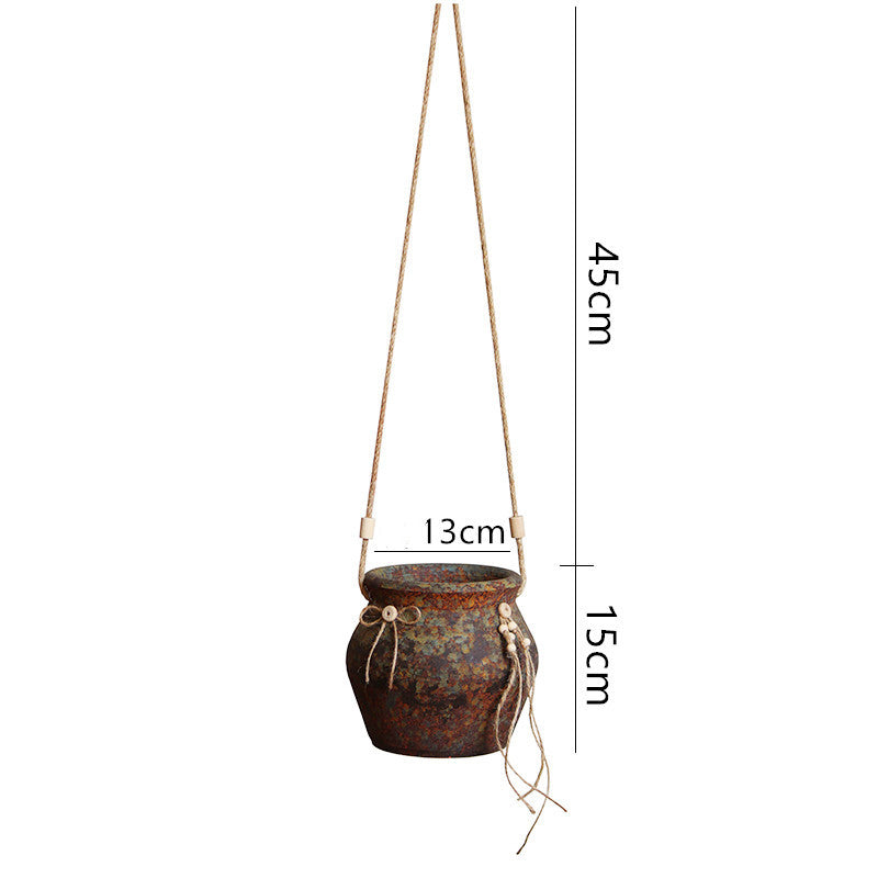 Rustic Hanging Stoneware Flower Pots