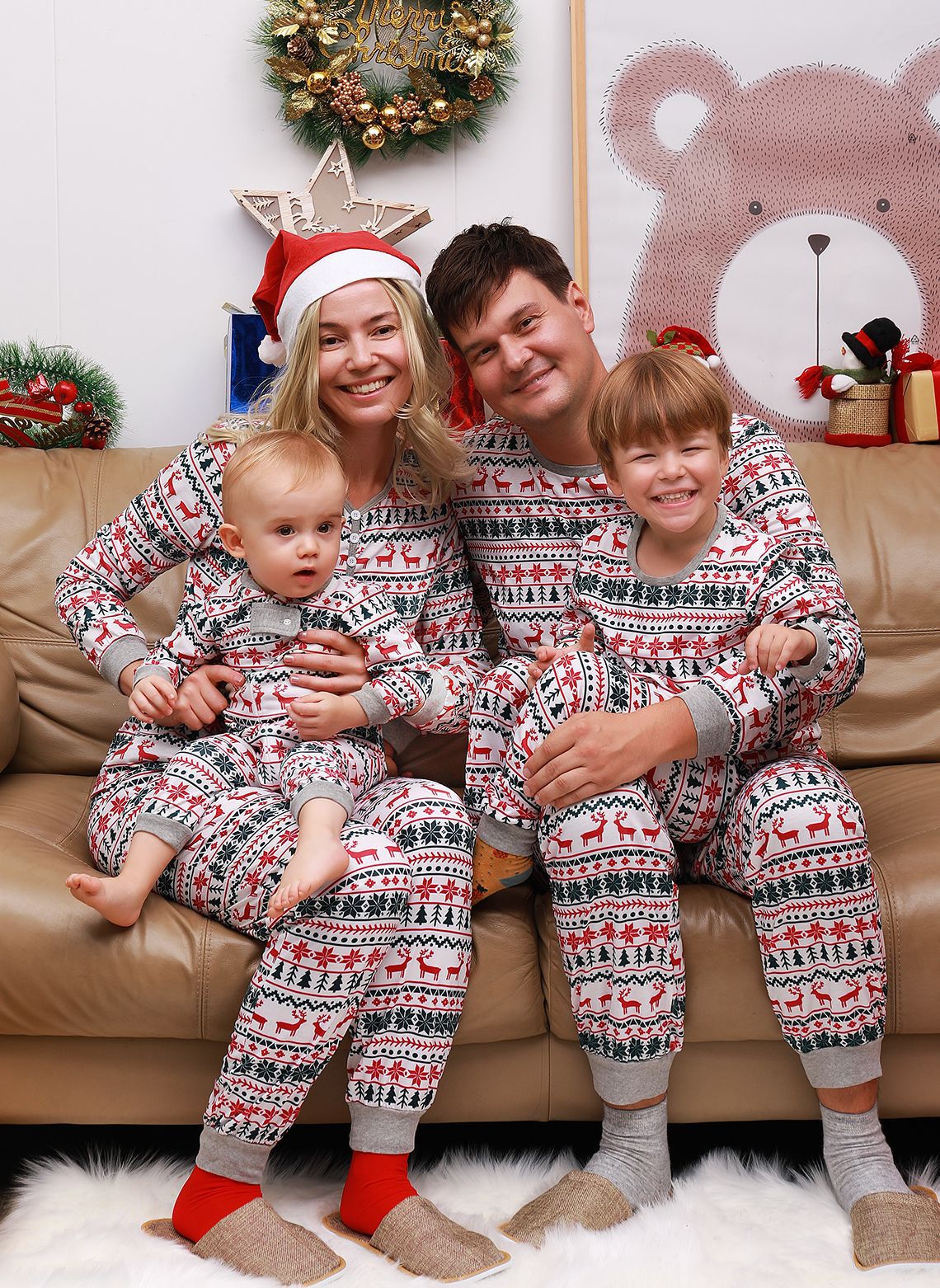 Christmas Pajamas Family Matching Father Mother Kids Baby Clothes Set