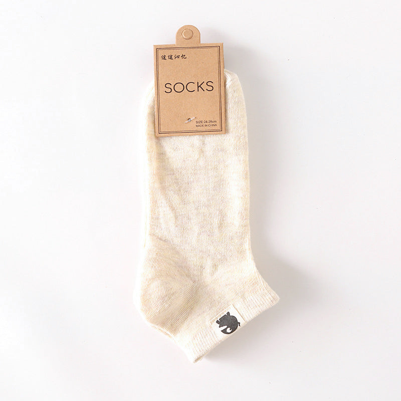 Retro Solid Color Low Waist Shallow Mouth Socks