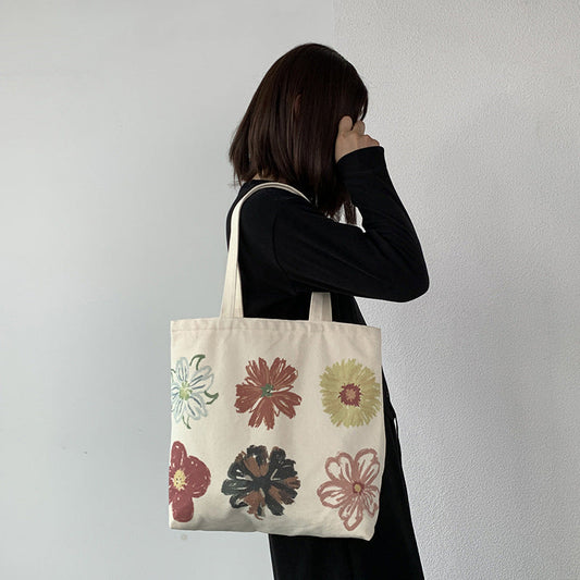 Painted Canvas Simple Handheld Shoulder Bag