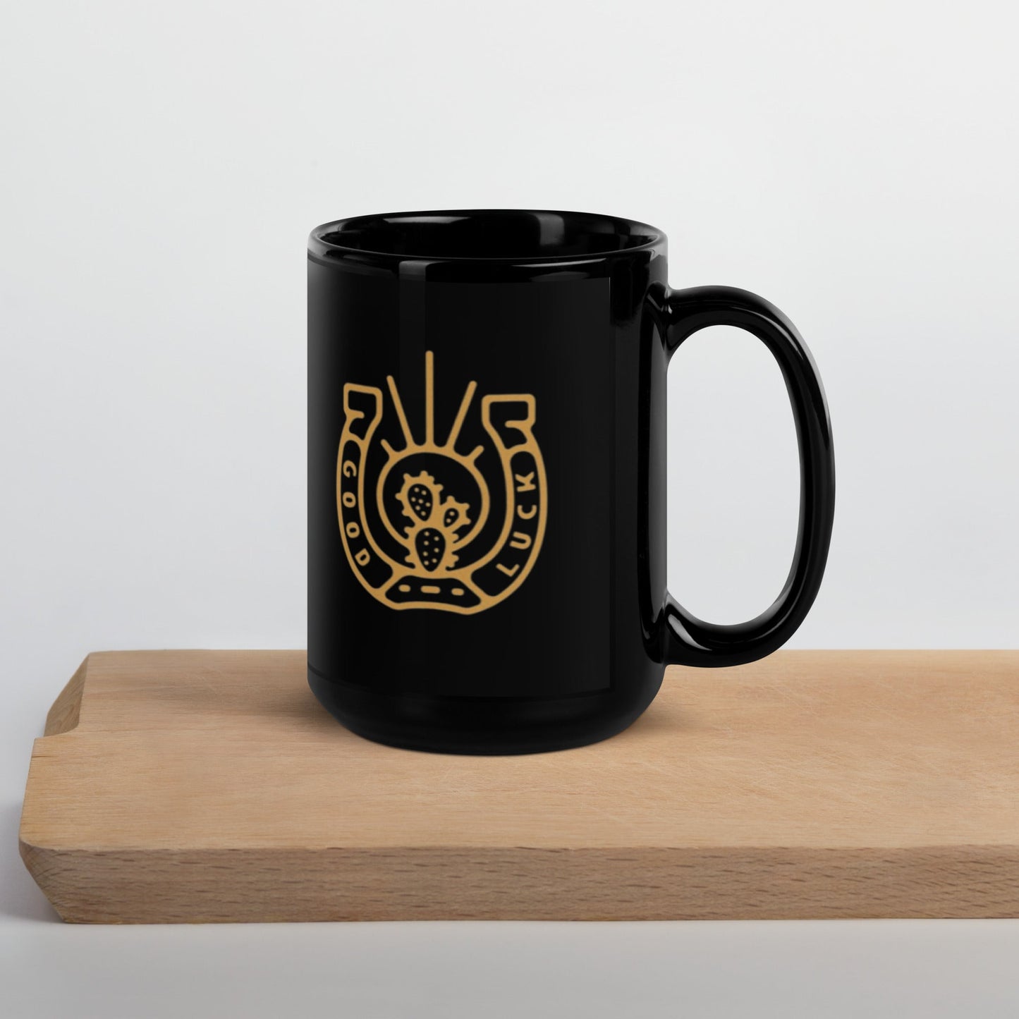 Good Luck Western Black Glossy Mug