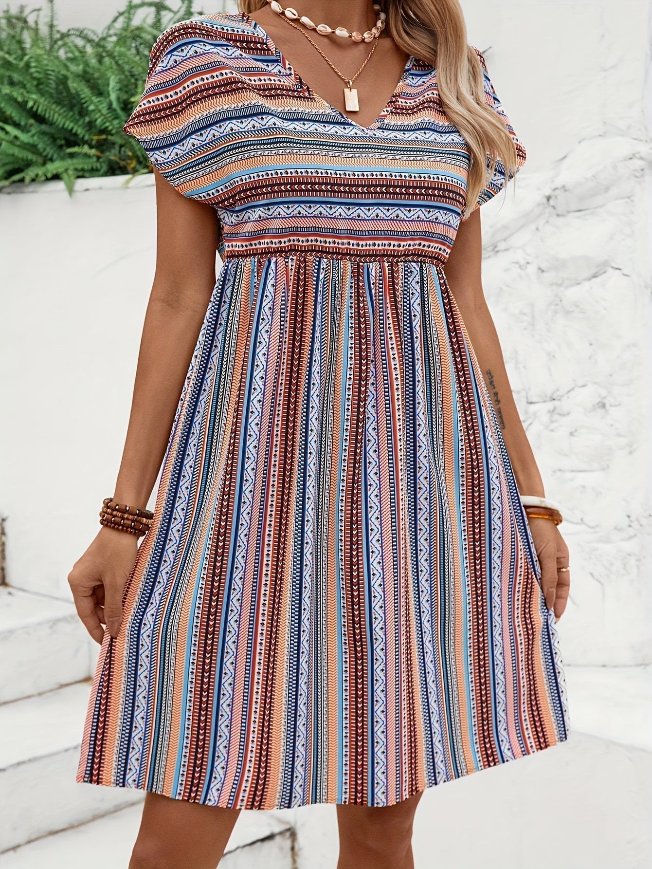 Striped Boho Style Dress