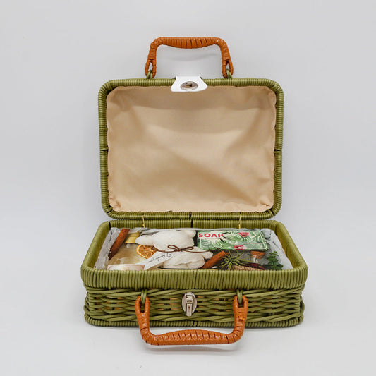 Vintage Rattan Woven Picnic Storage Box