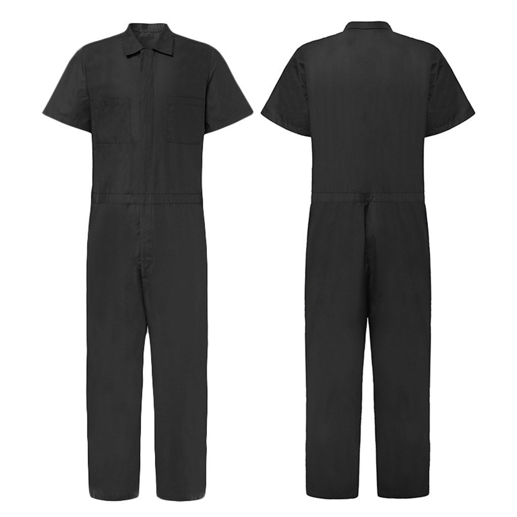 Men's Multi Pocket Lapel Collar Loose Casual Jumpsuit